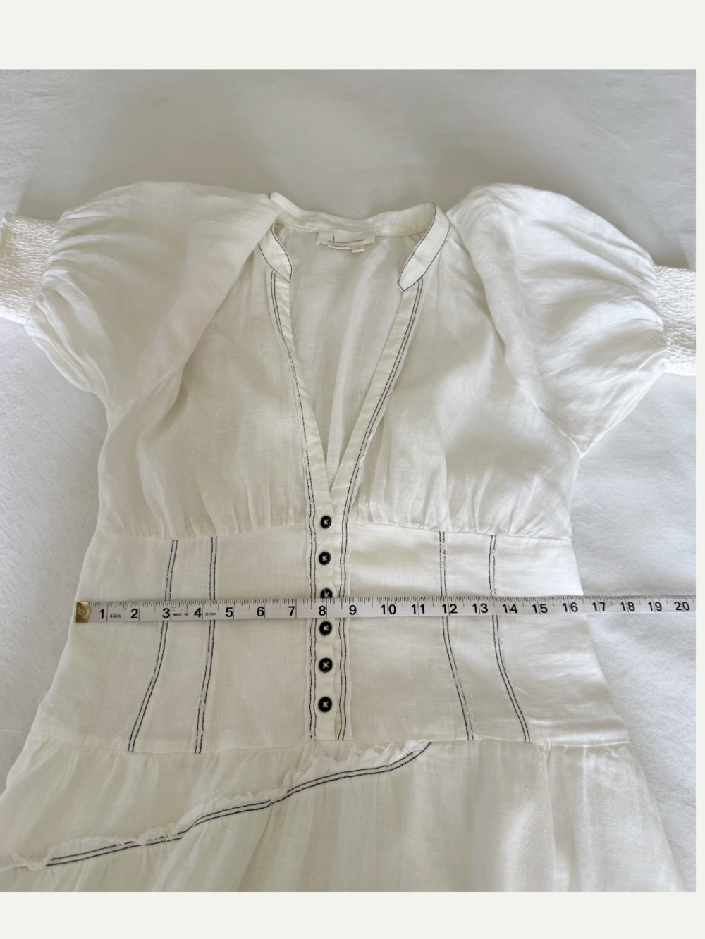 Anthropologie V-Neck Corset Midi Shirt Dress in Off White Medium - Picture 10 of 14